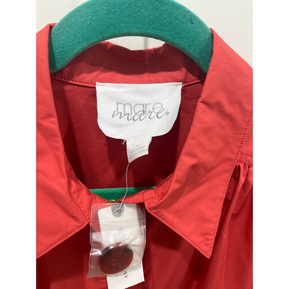 NWT Mare Mare x Anthropologie Long-Sleeve Henley Blouse in Red-Orange Sz L - Picture 4 of 13